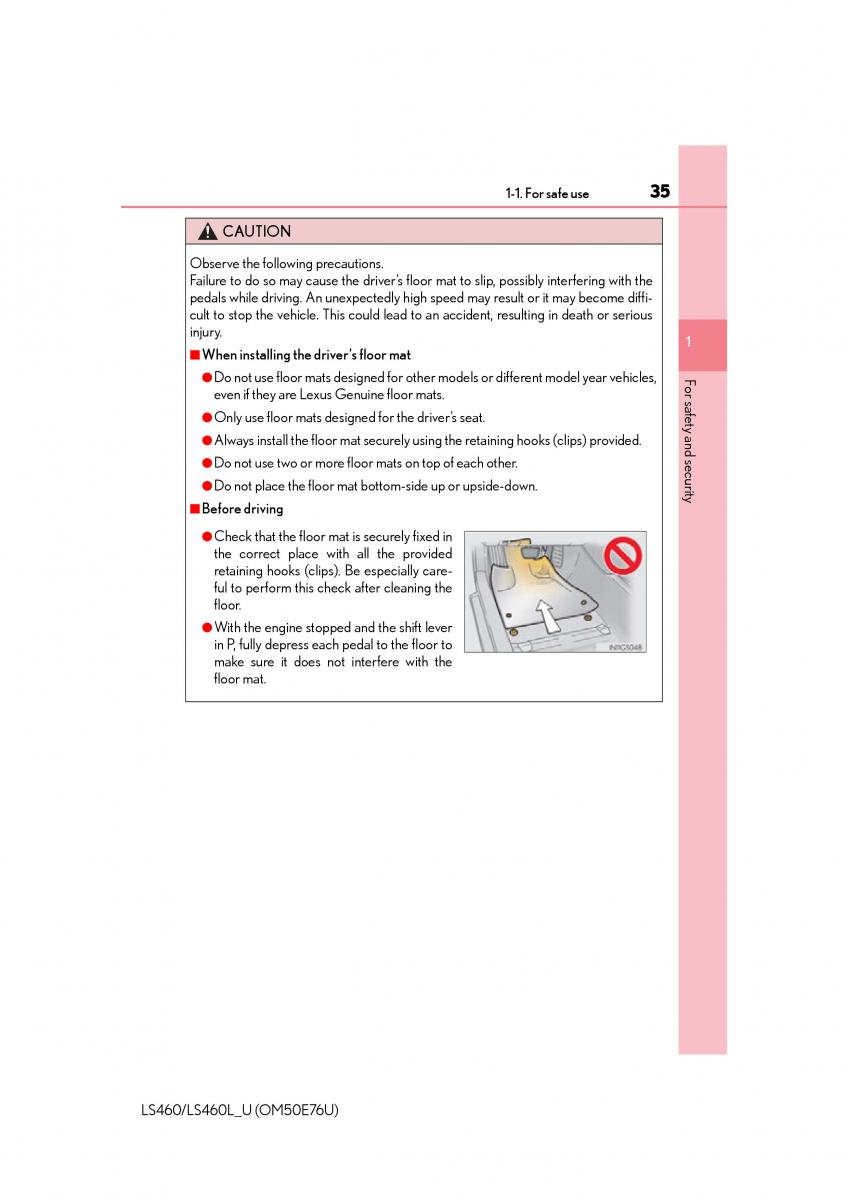 Lexus LS460 IV 4 owners manual / page 35