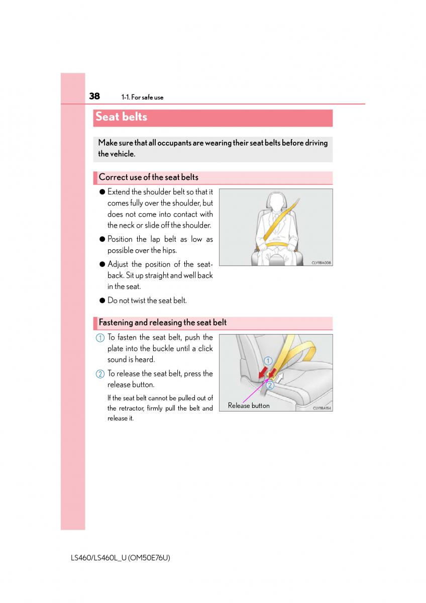 Lexus LS460 IV 4 owners manual / page 38