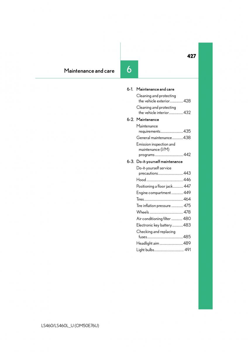 Lexus LS460 IV 4 owners manual / page 427