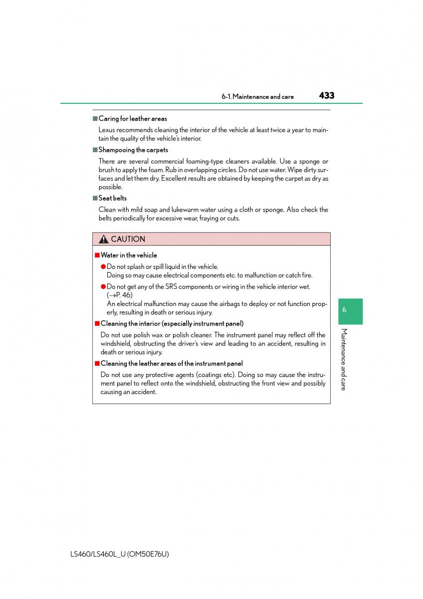 Lexus LS460 IV 4 owners manual / page 433