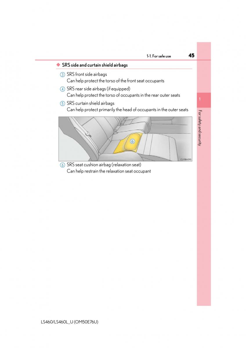 Lexus LS460 IV 4 owners manual / page 45