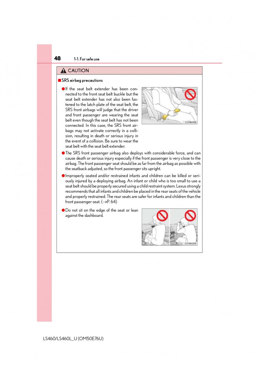 Lexus LS460 IV 4 owners manual / page 48