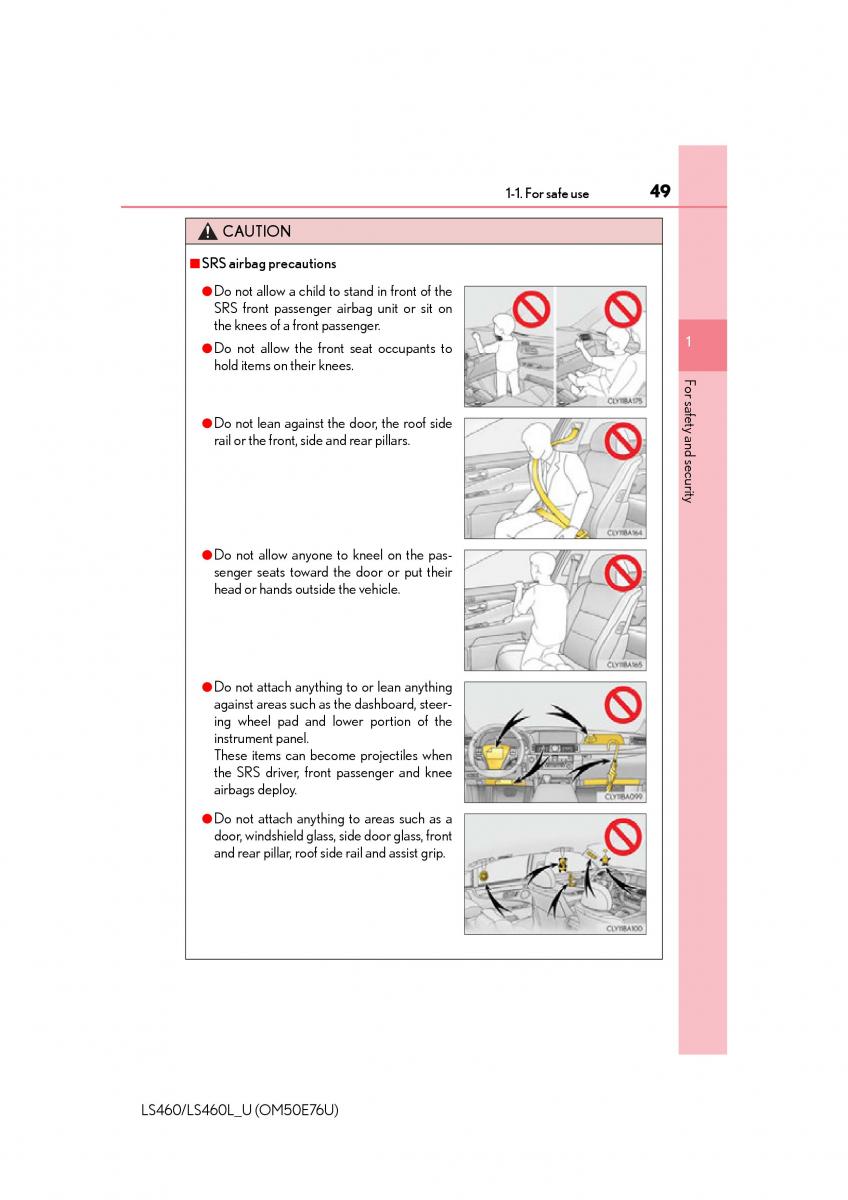 Lexus LS460 IV 4 owners manual / page 49