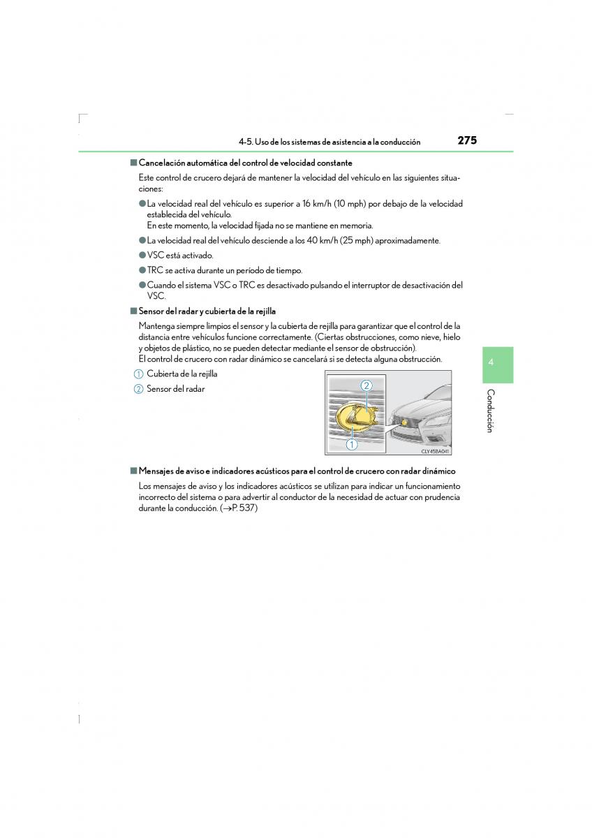 Lexus LS460 IV 4 manual del propietario / page 275