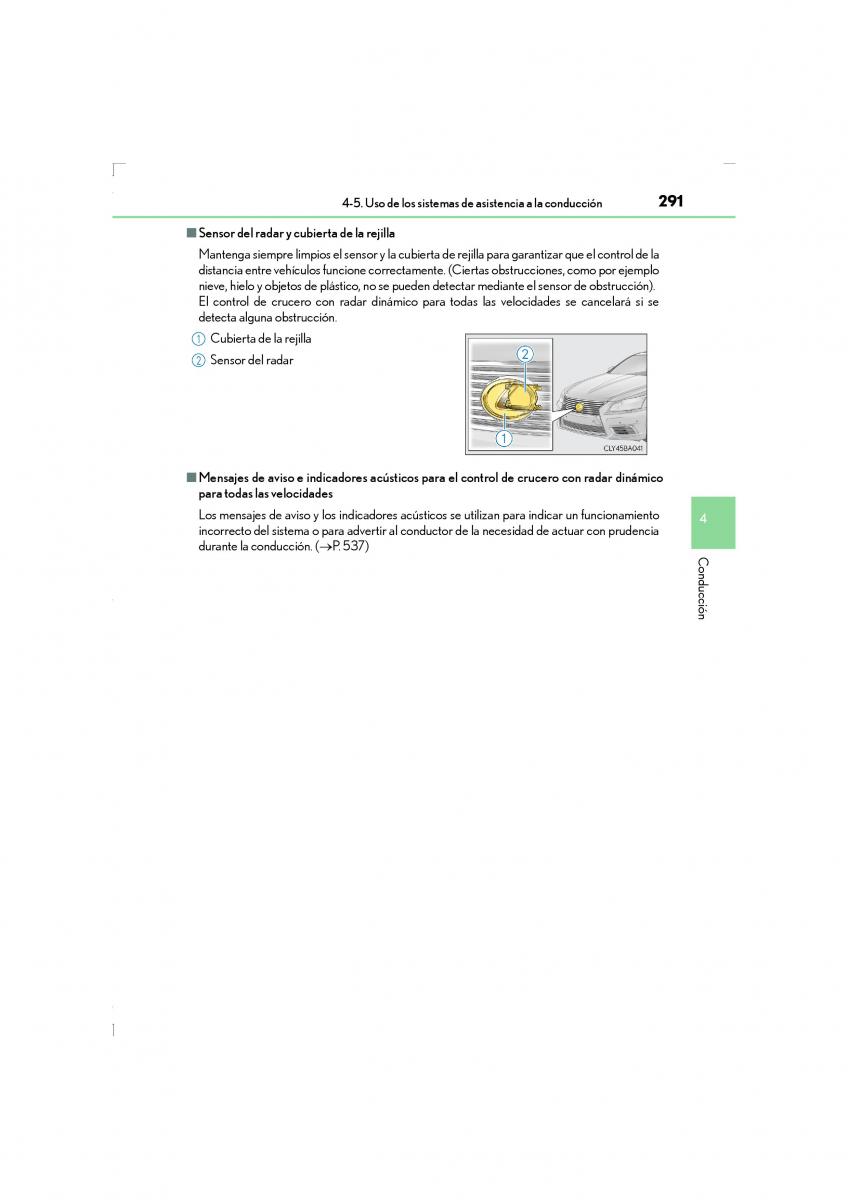 Lexus LS460 IV 4 manual del propietario / page 291