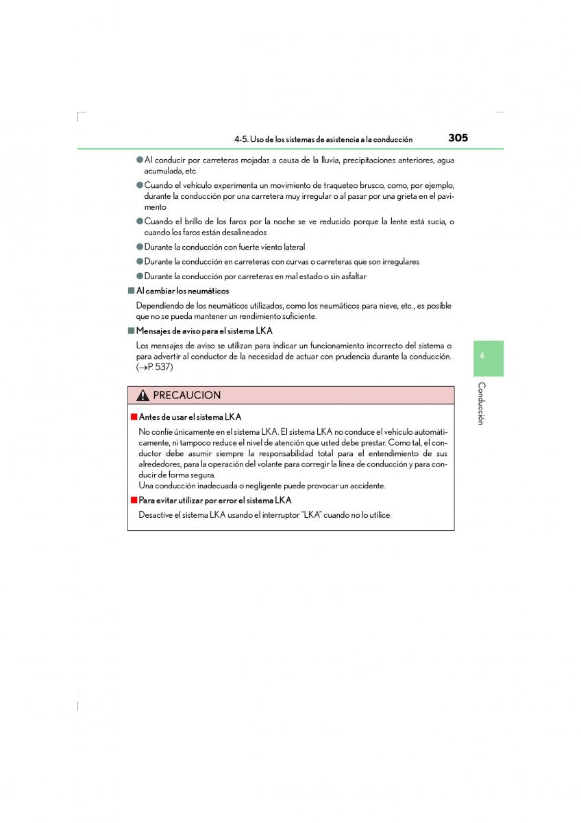 Lexus LS460 IV 4 manual del propietario / page 305