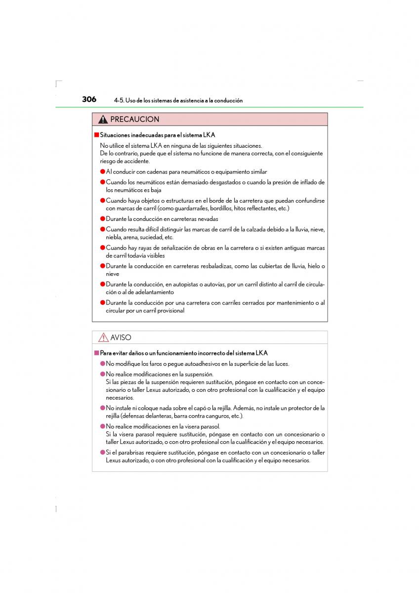 Lexus LS460 IV 4 manual del propietario / page 306