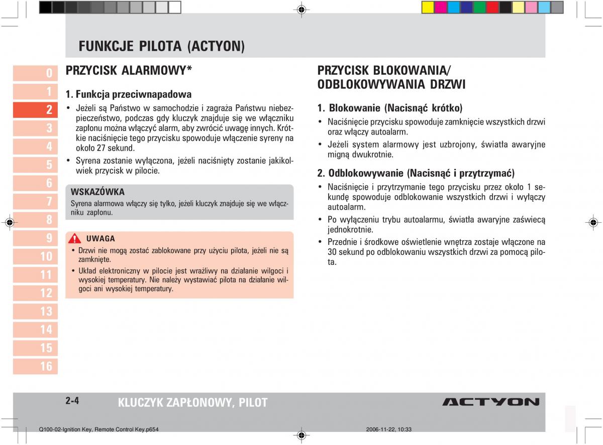 SsangYong Actyon instrukcja obslugi / page 31