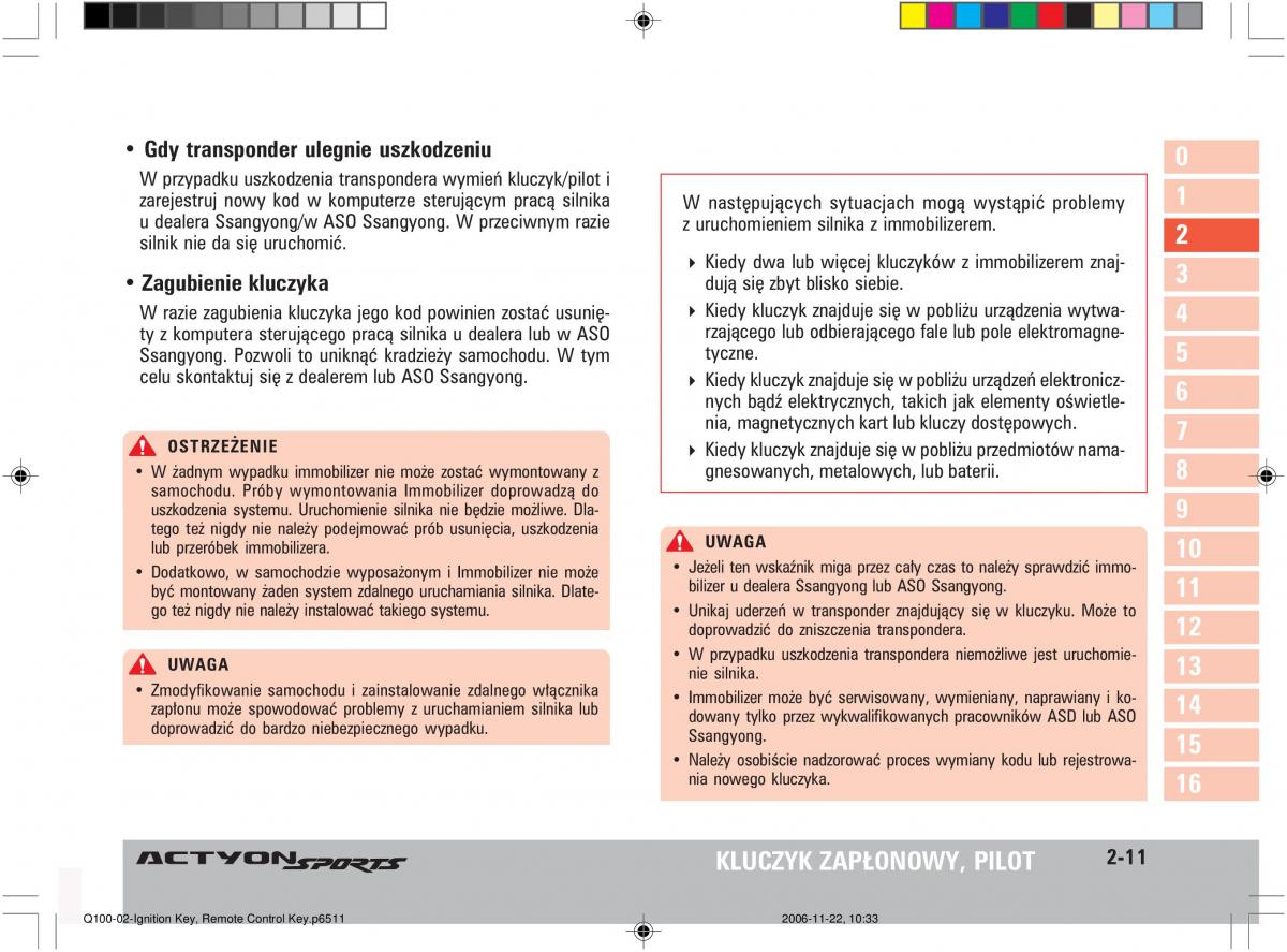 SsangYong Actyon instrukcja obslugi / page 38