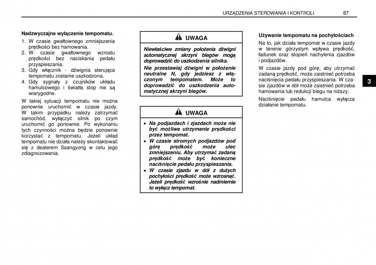 SsangYong Rexton I 1 instrukcja obslugi / page 87