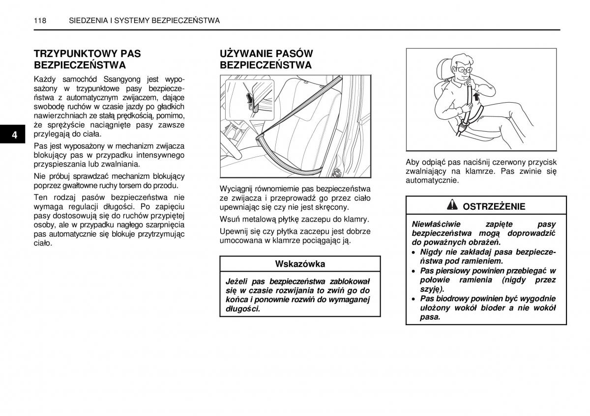 manual  SsangYong Rexton I 1 instrukcja / page 118