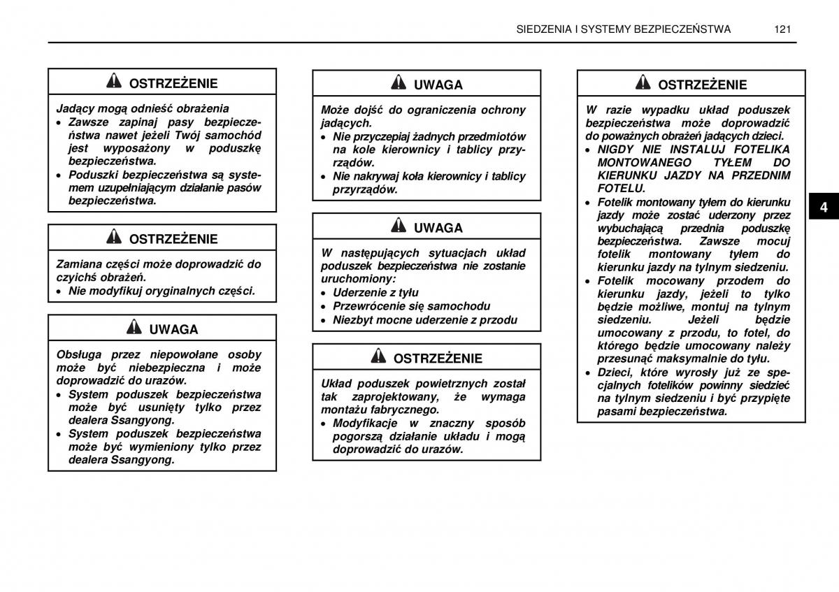 manual  SsangYong Rexton I 1 instrukcja / page 121