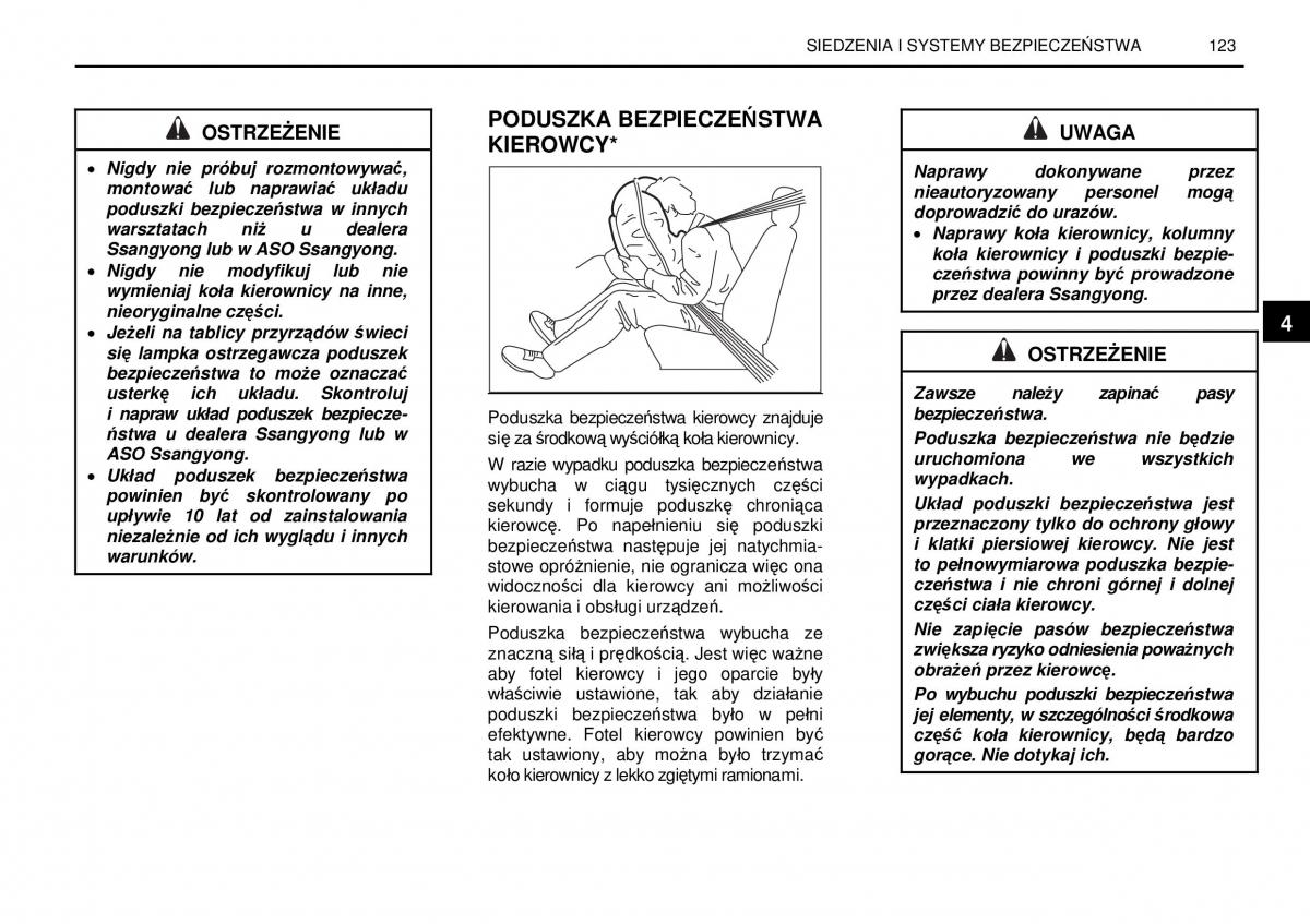 manual  SsangYong Rexton I 1 instrukcja / page 123