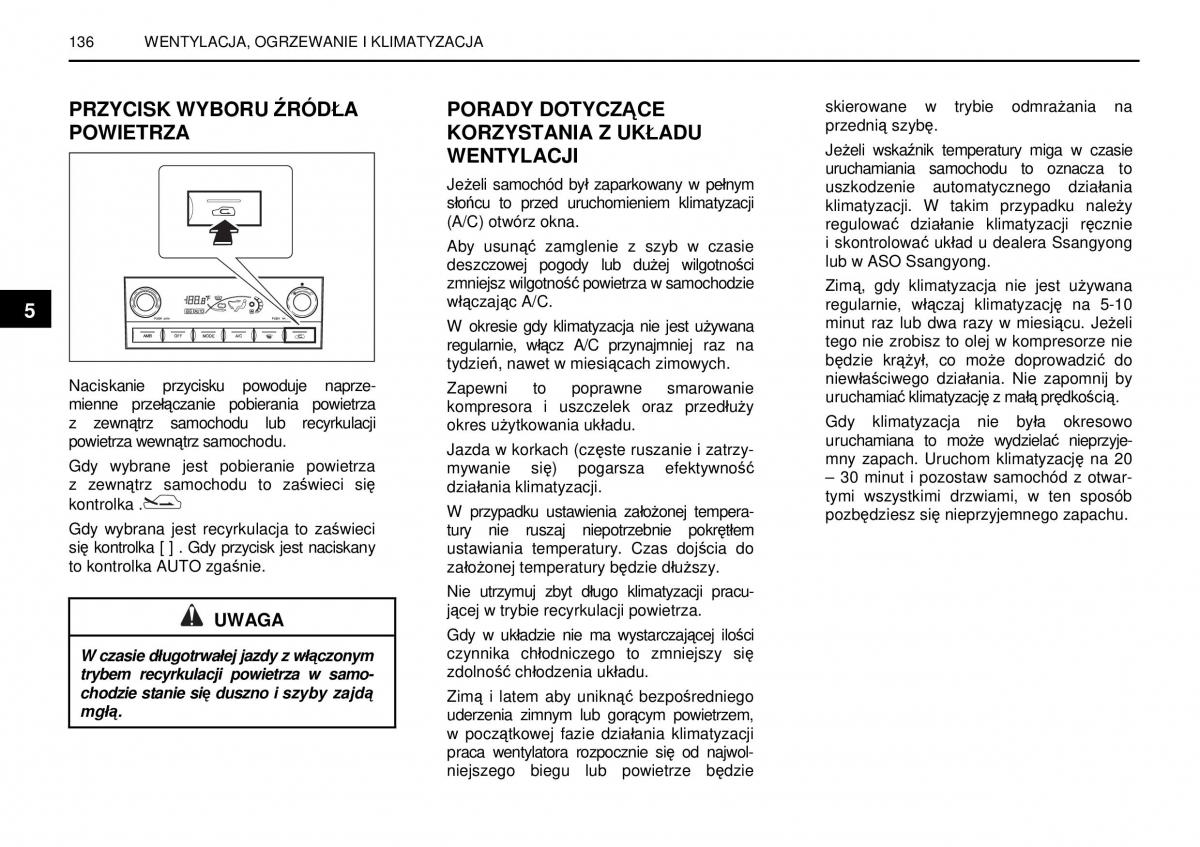 SsangYong Rexton I 1 instrukcja obslugi / page 136