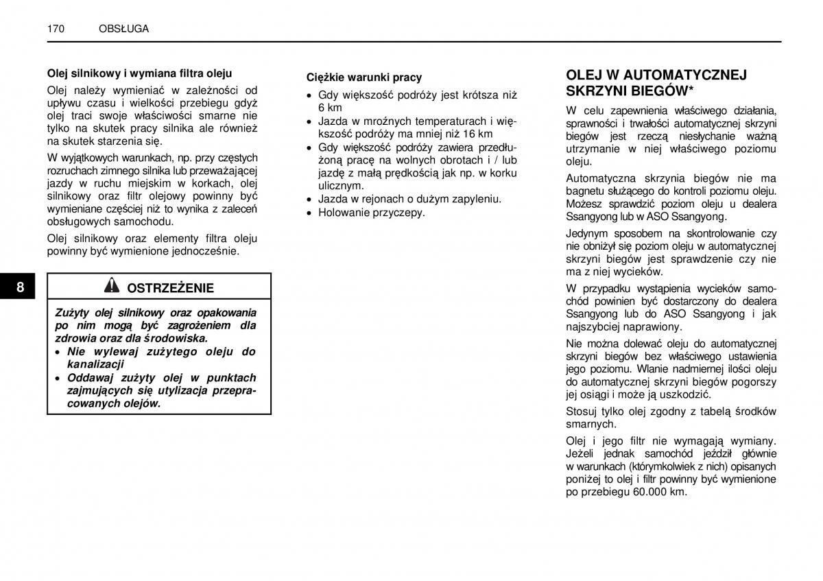 manual  SsangYong Rexton I 1 instrukcja / page 170