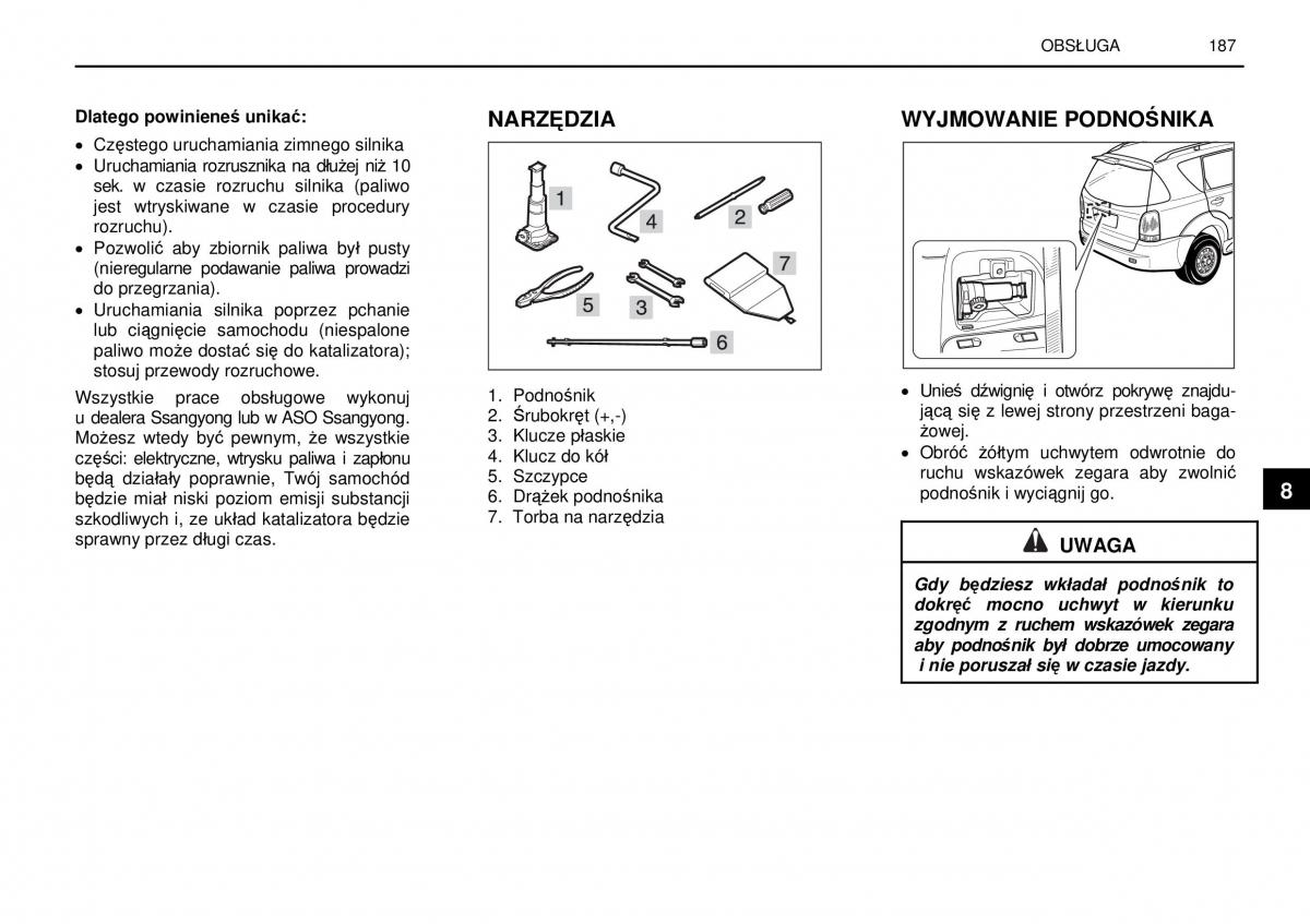 manual  SsangYong Rexton I 1 instrukcja / page 187