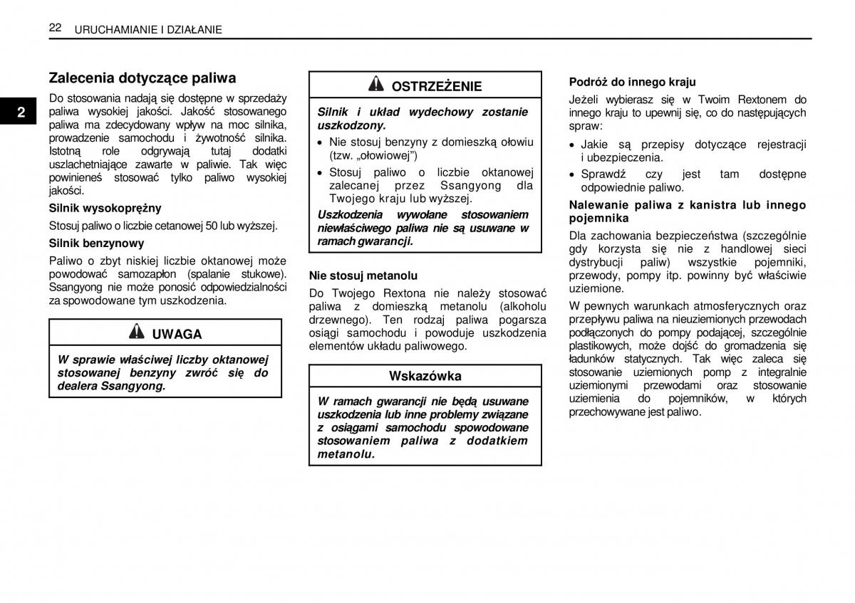 manual  SsangYong Rexton I 1 instrukcja / page 22