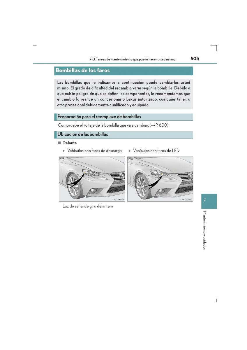 Lexus IS300h III 3 manual del propietario / page 505