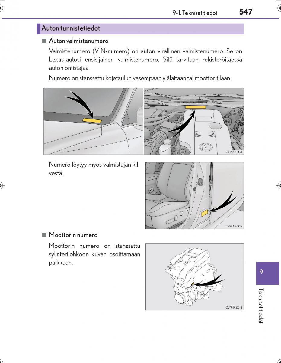 Lexus IS300h III 3 omistajan kasikirja / page 547