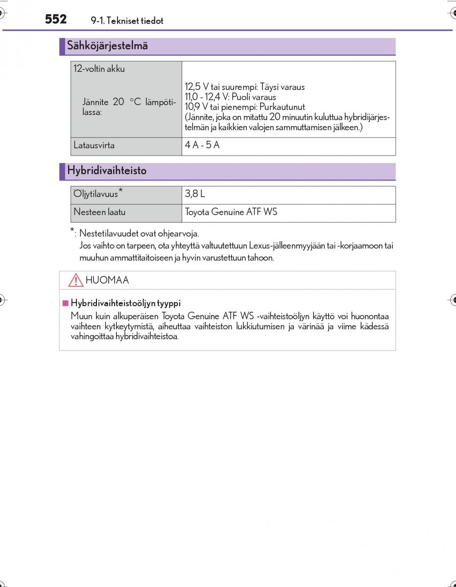 Lexus IS300h III 3 omistajan kasikirja / page 552