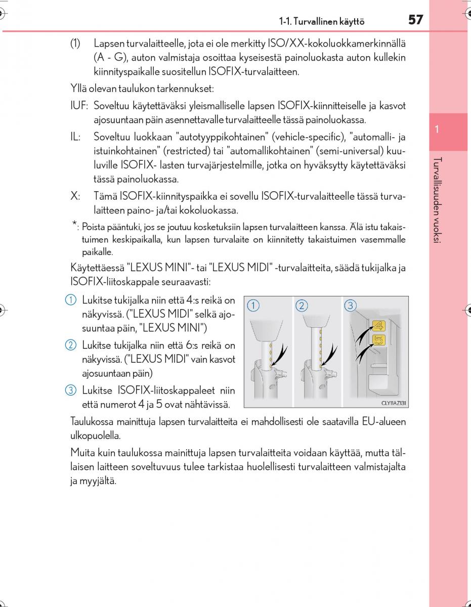 Lexus IS300h III 3 omistajan kasikirja / page 57