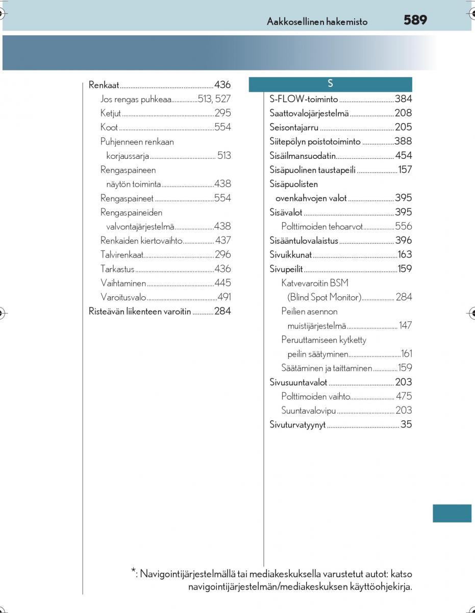 Lexus IS300h III 3 omistajan kasikirja / page 589