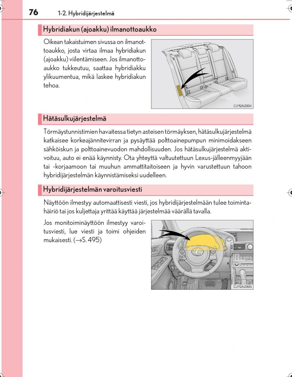 Lexus IS300h III 3 omistajan kasikirja / page 76