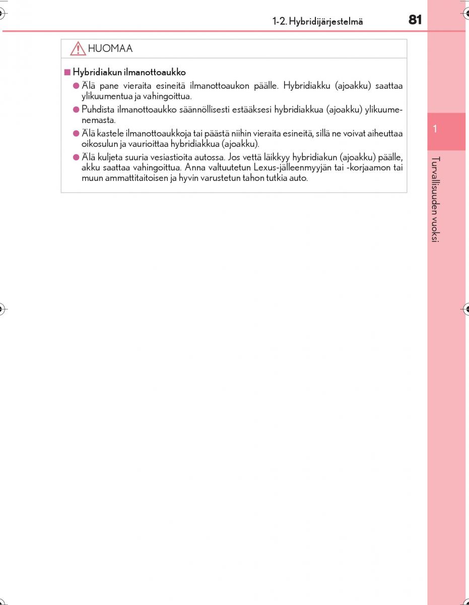 Lexus IS300h III 3 omistajan kasikirja / page 81