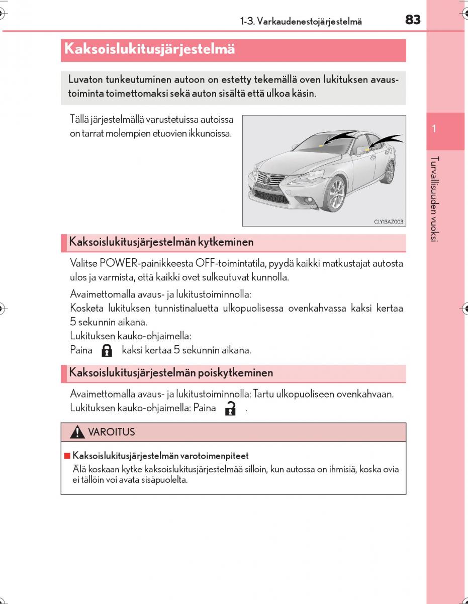 Lexus IS300h III 3 omistajan kasikirja / page 83