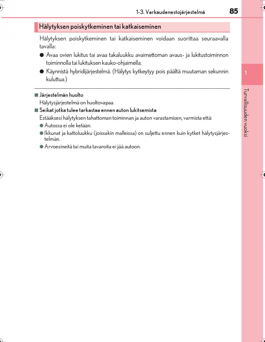 Lexus IS300h III 3 omistajan kasikirja / page 85