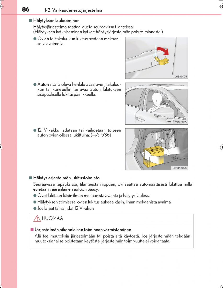 Lexus IS300h III 3 omistajan kasikirja / page 86