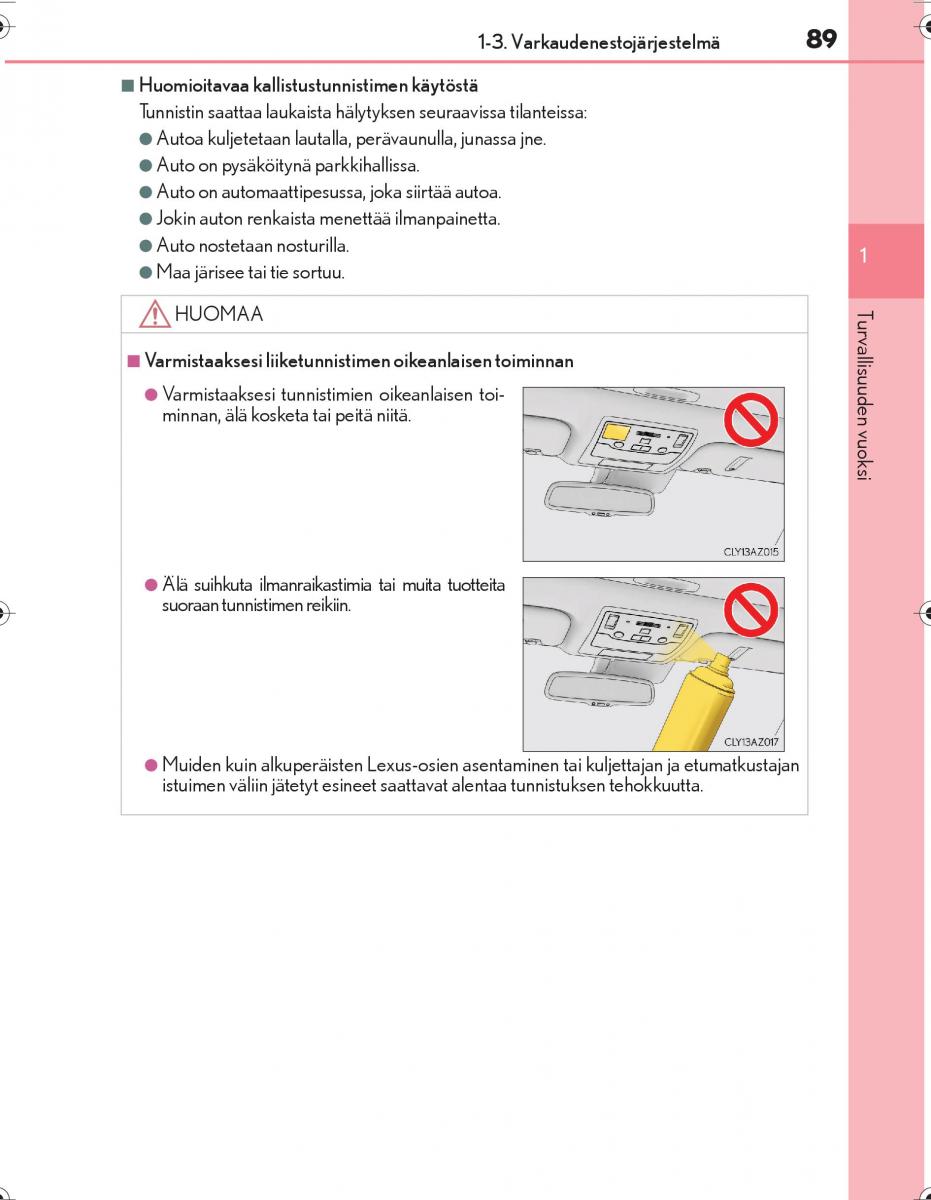 Lexus IS300h III 3 omistajan kasikirja / page 89