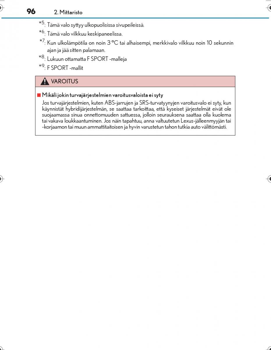 Lexus IS300h III 3 omistajan kasikirja / page 96