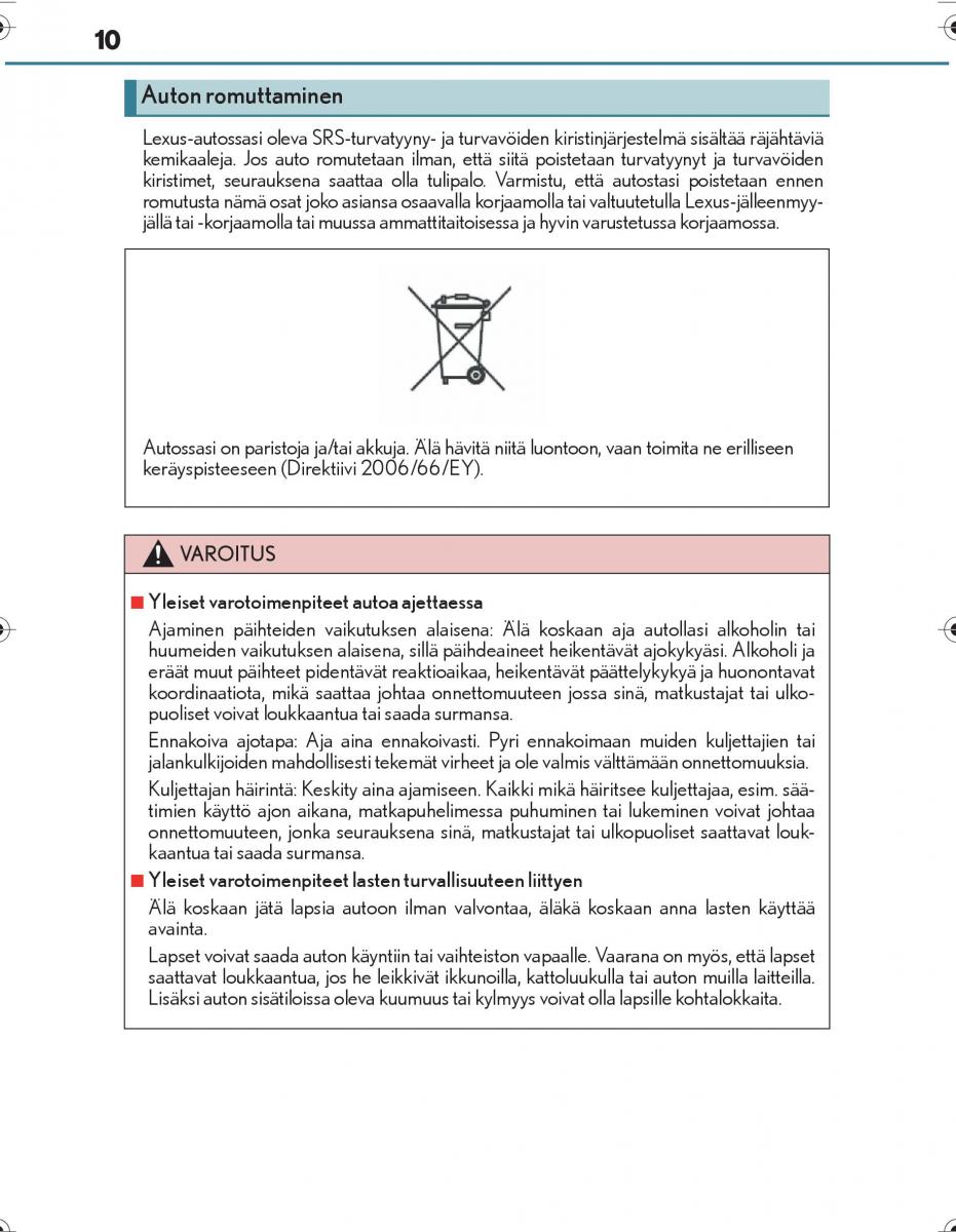 Lexus IS300h III 3 omistajan kasikirja / page 10