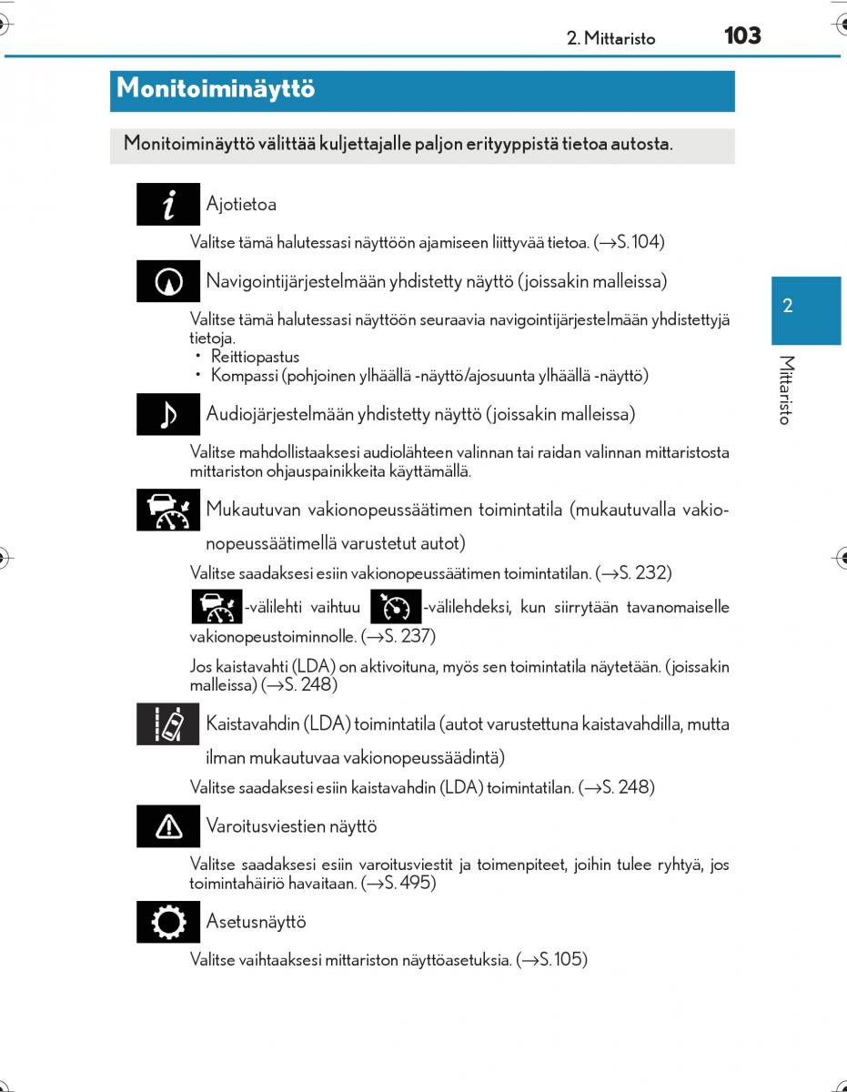 Lexus IS300h III 3 omistajan kasikirja / page 103