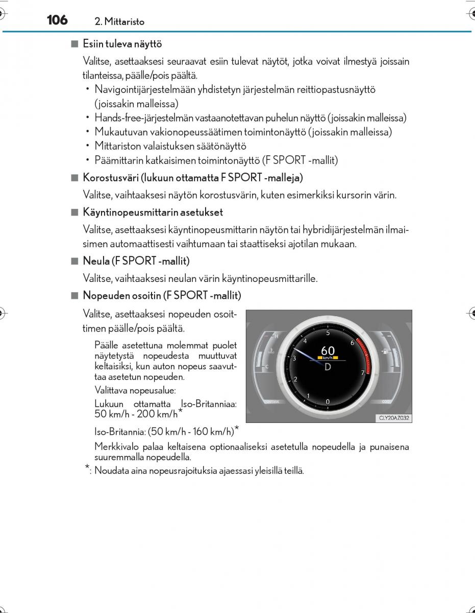 Lexus IS300h III 3 omistajan kasikirja / page 106