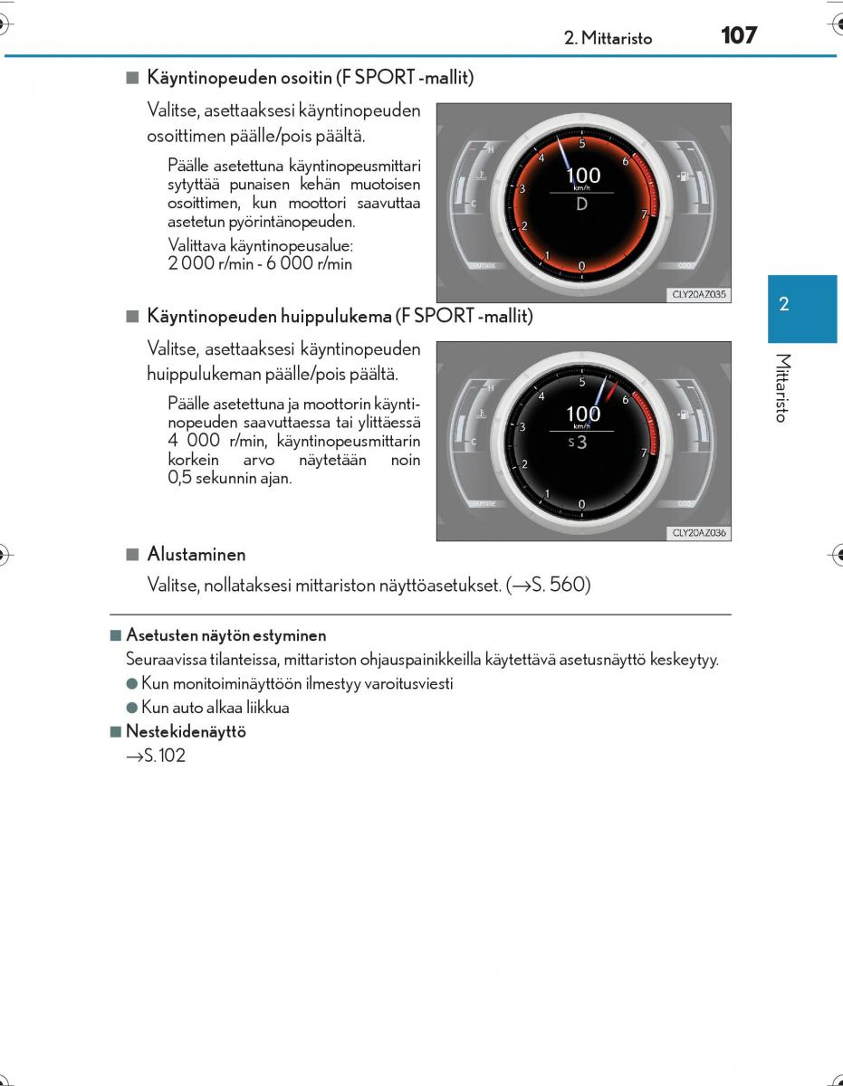 Lexus IS300h III 3 omistajan kasikirja / page 107