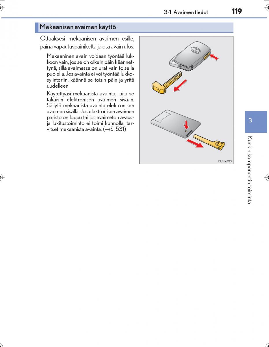 Lexus IS300h III 3 omistajan kasikirja / page 119