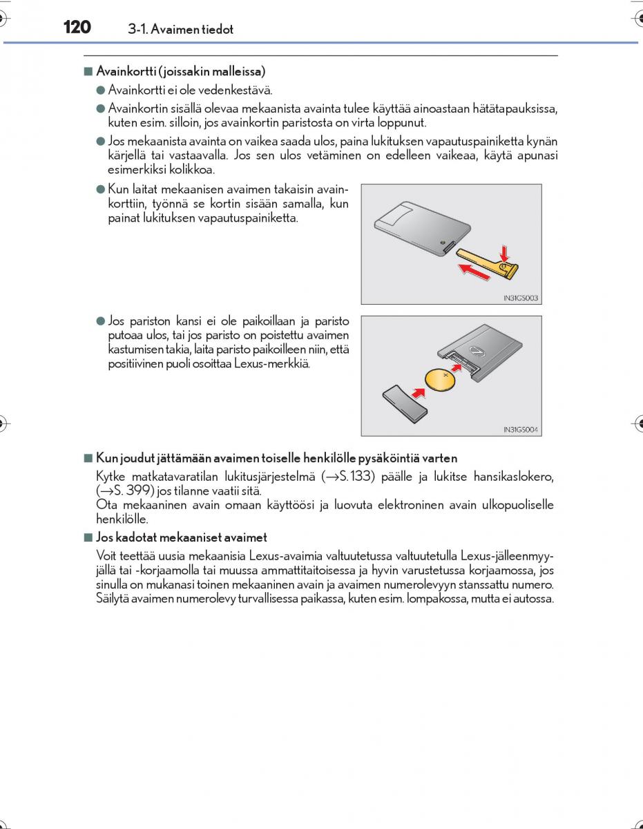 Lexus IS300h III 3 omistajan kasikirja / page 120