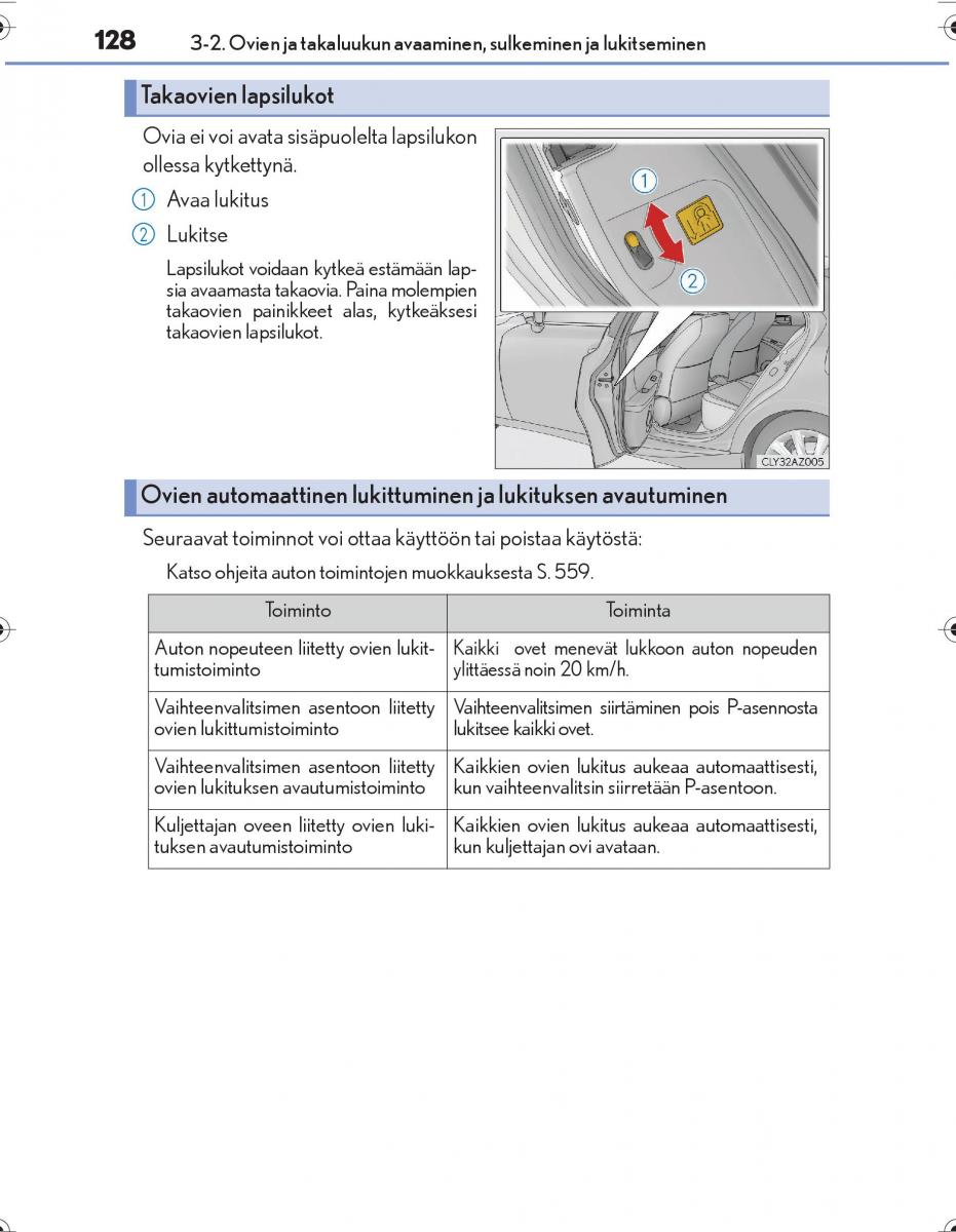 Lexus IS300h III 3 omistajan kasikirja / page 128