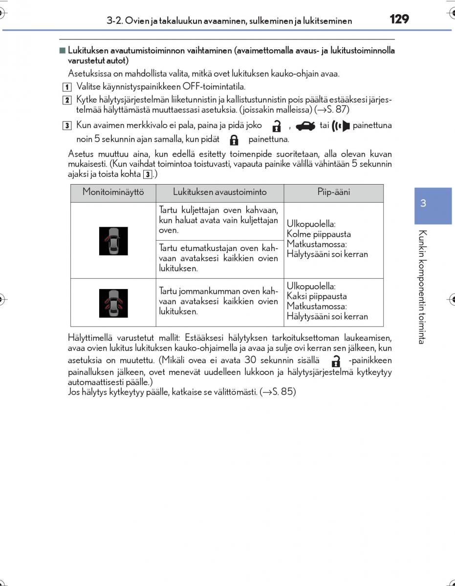 Lexus IS300h III 3 omistajan kasikirja / page 129