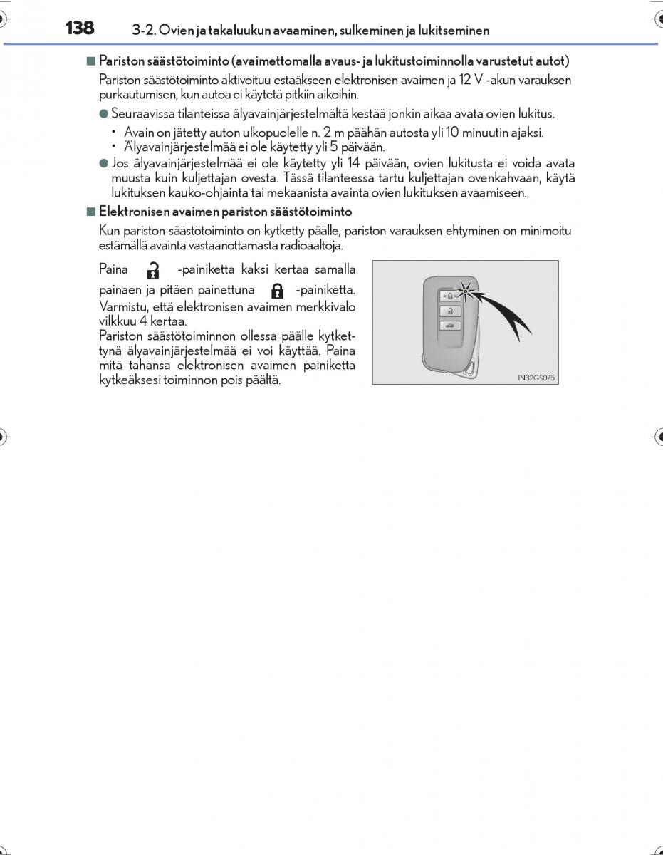 Lexus IS300h III 3 omistajan kasikirja / page 138