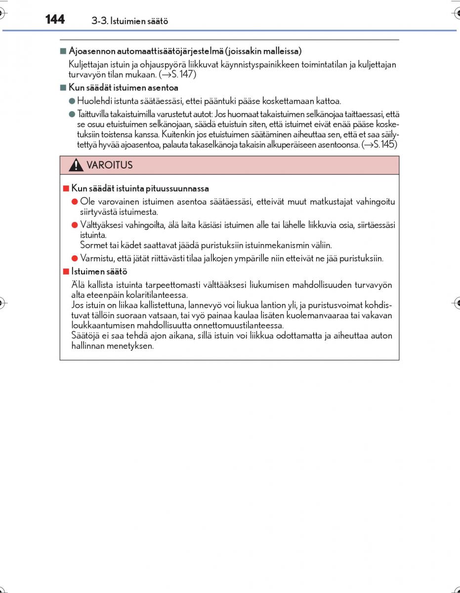 Lexus IS300h III 3 omistajan kasikirja / page 144