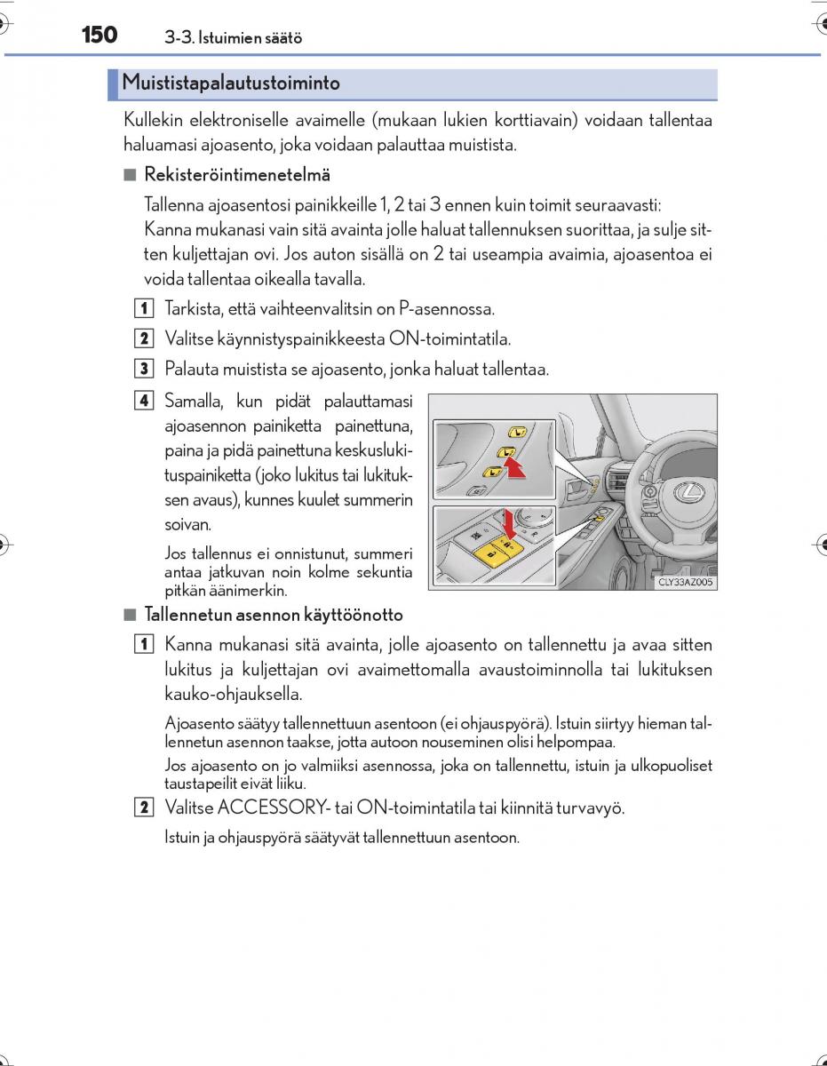 Lexus IS300h III 3 omistajan kasikirja / page 150