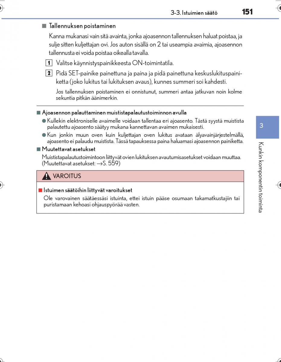 Lexus IS300h III 3 omistajan kasikirja / page 151