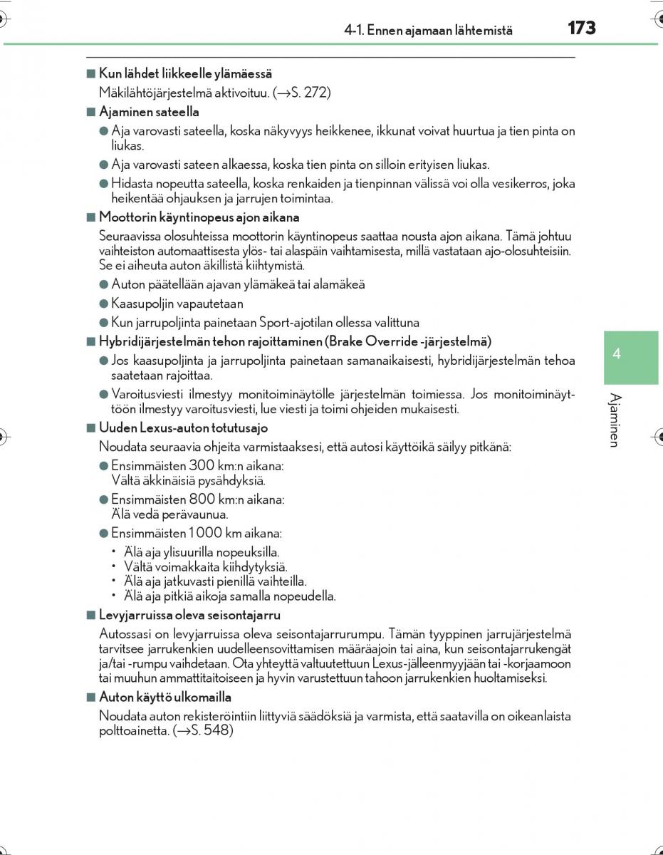 Lexus IS300h III 3 omistajan kasikirja / page 173