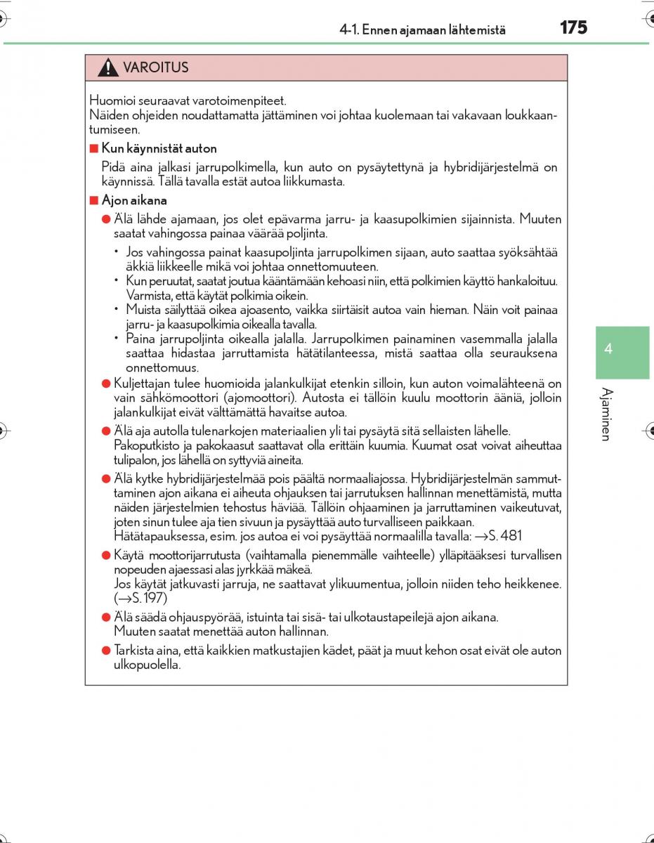 Lexus IS300h III 3 omistajan kasikirja / page 175