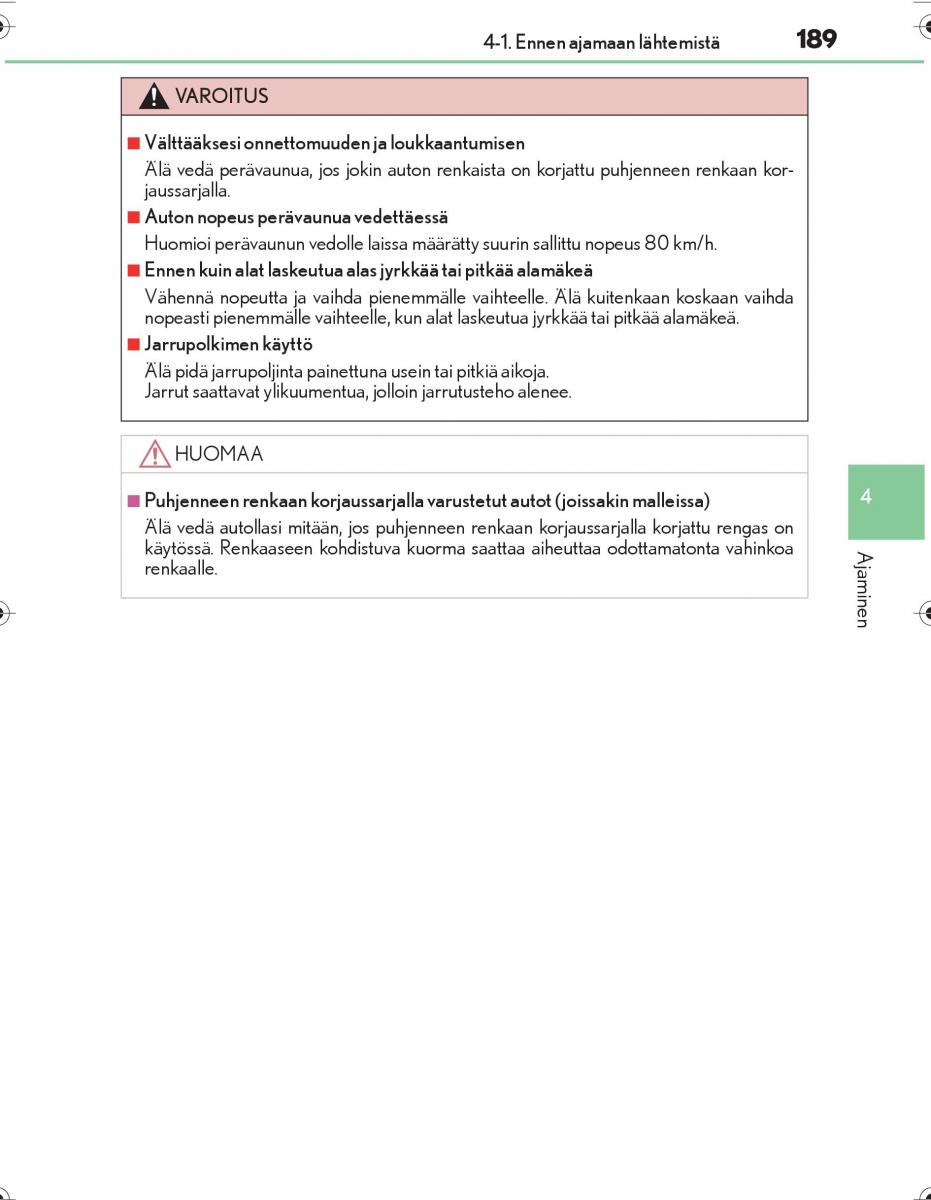 Lexus IS300h III 3 omistajan kasikirja / page 189