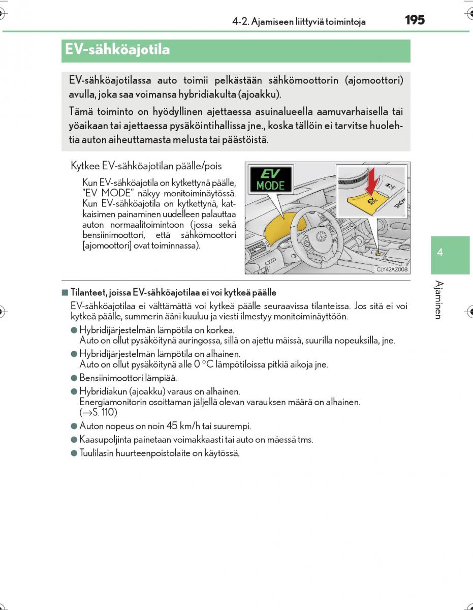 Lexus IS300h III 3 omistajan kasikirja / page 195