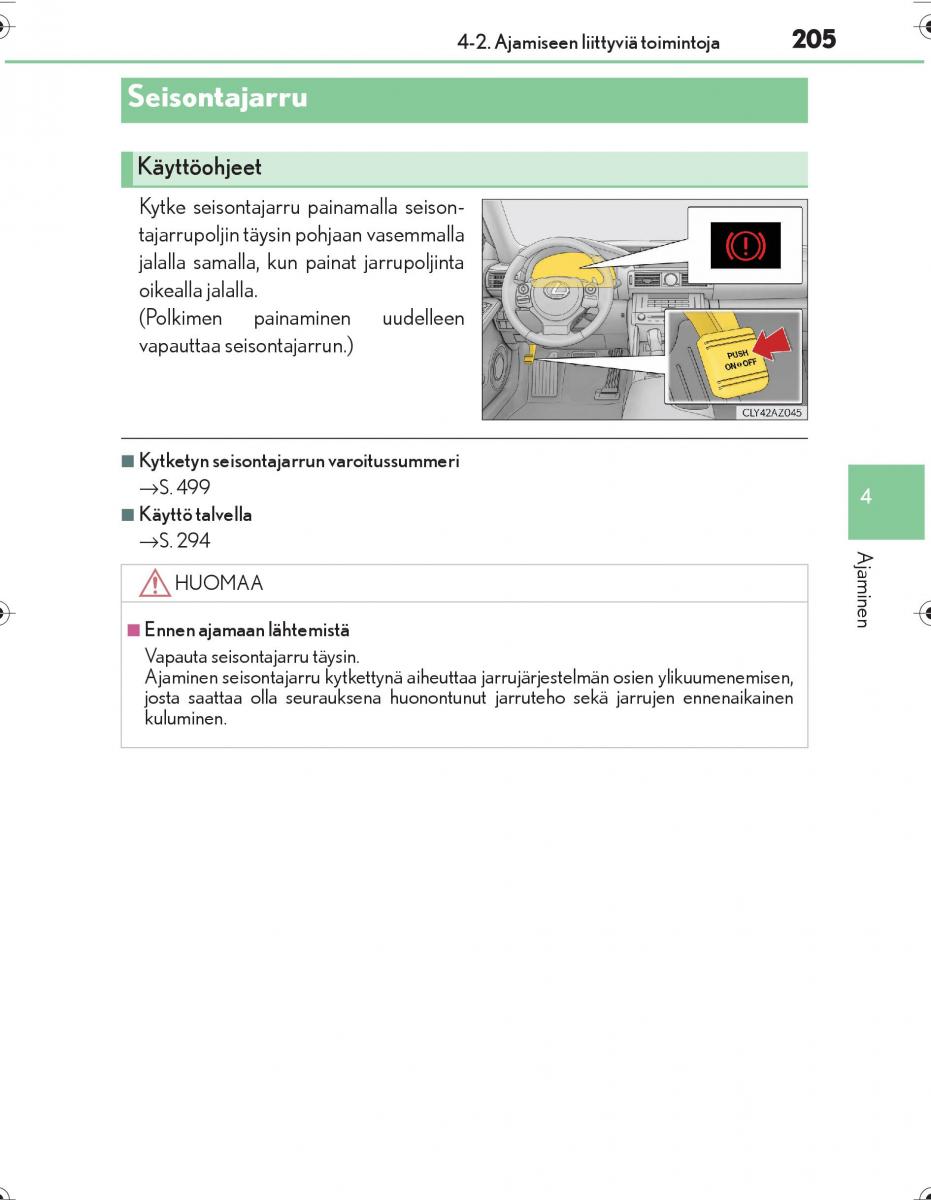 Lexus IS300h III 3 omistajan kasikirja / page 205